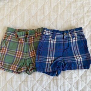 Set of Janie and Jack Multicolor Plaid Linen Shorts